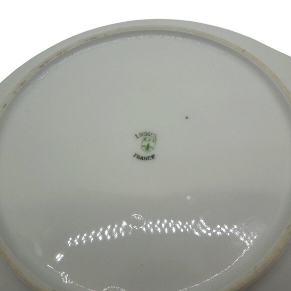LIMOGES Porcelain Floral Platter With Gold Handles, France Vintage 11" - Picture 11 of 11